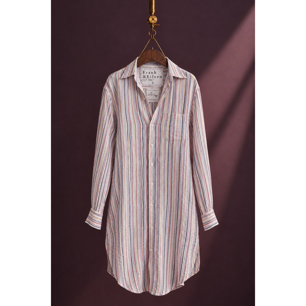 NWT Frank & Eileen Mary 100% Linen Button Up Shirt Dress Striped Woven S USA